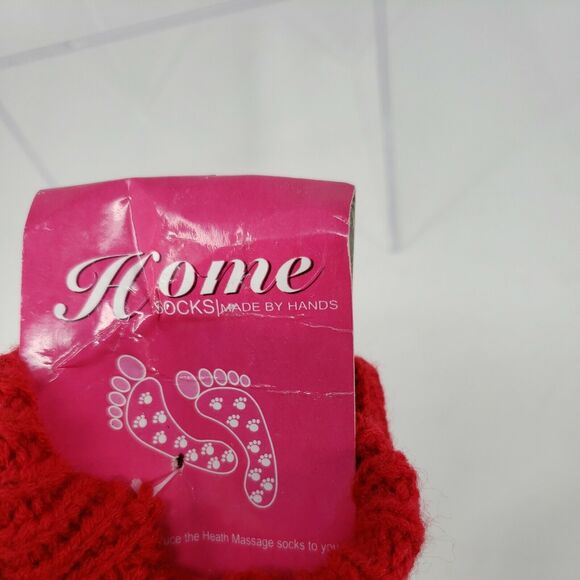 Slipper Socks Anti-Slip Womens Non-Skid Reindeer Hand Made Red Christmas Home - Picture 6 of 12